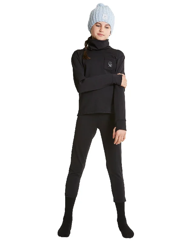 GIRLS CAPRI FUNNEL NECK - TRUE BLACK