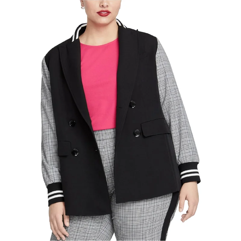 Rachel Roy Womens Peyton Blazer Jacket, Black, 0X