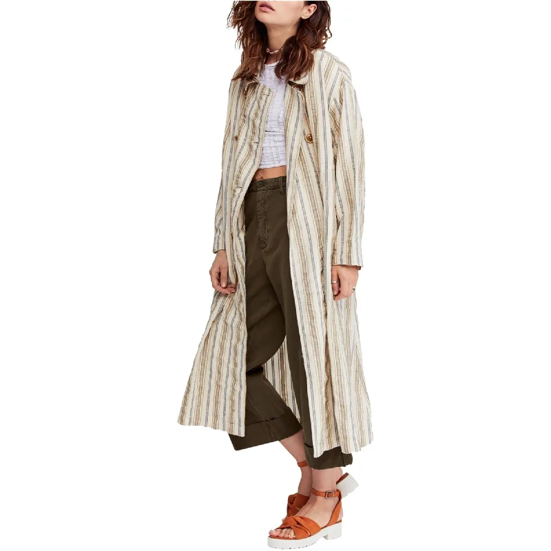 Free People Womens Sweet Melody Trench Coat, Beige, Small