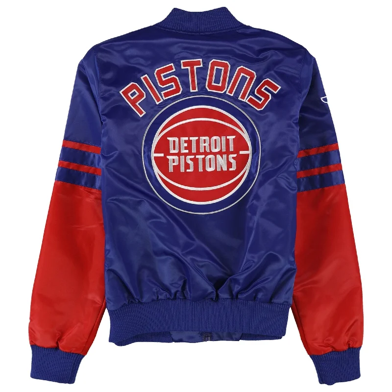 STARTER Womens Detroit Pistons Bomber Jacket, Blue, Small