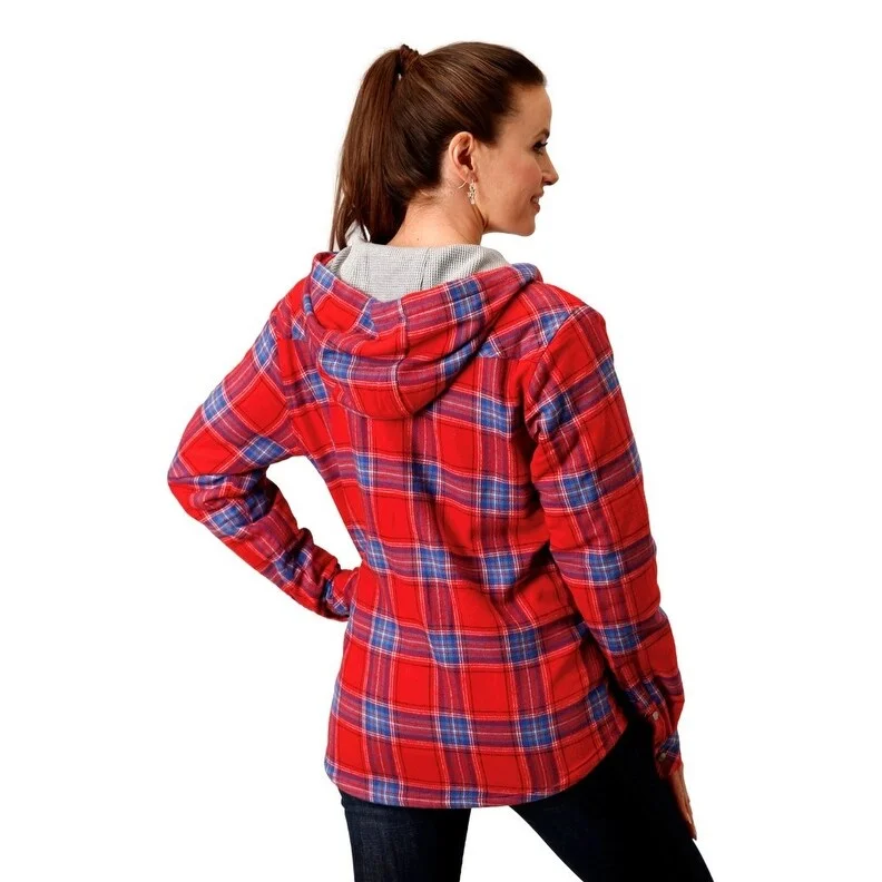 Roper Western Jacket Womens Flannel Snap Red 03-098-0119-2697 RE