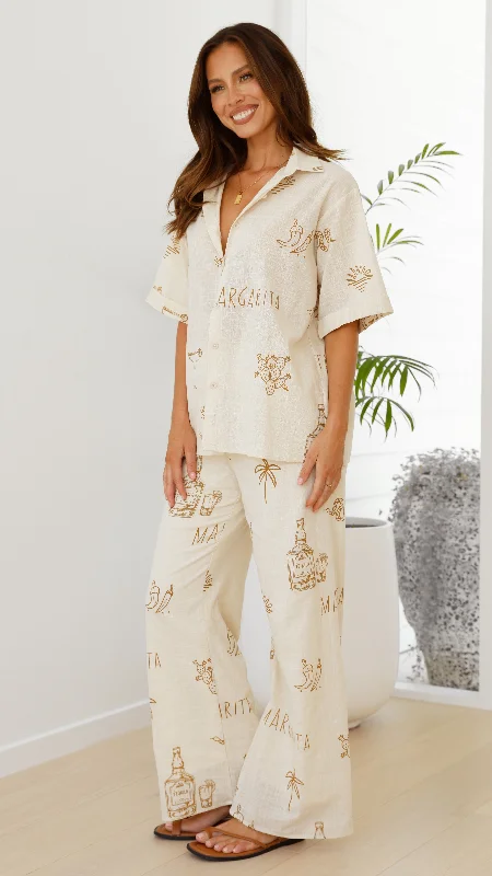 Bailie Shirt and Pants Set - Beige / Tan Margarita