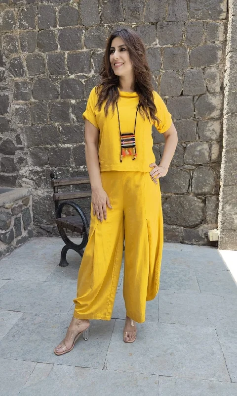 Mustard Yellow 3 Piece Coord Set - Neckpiece included