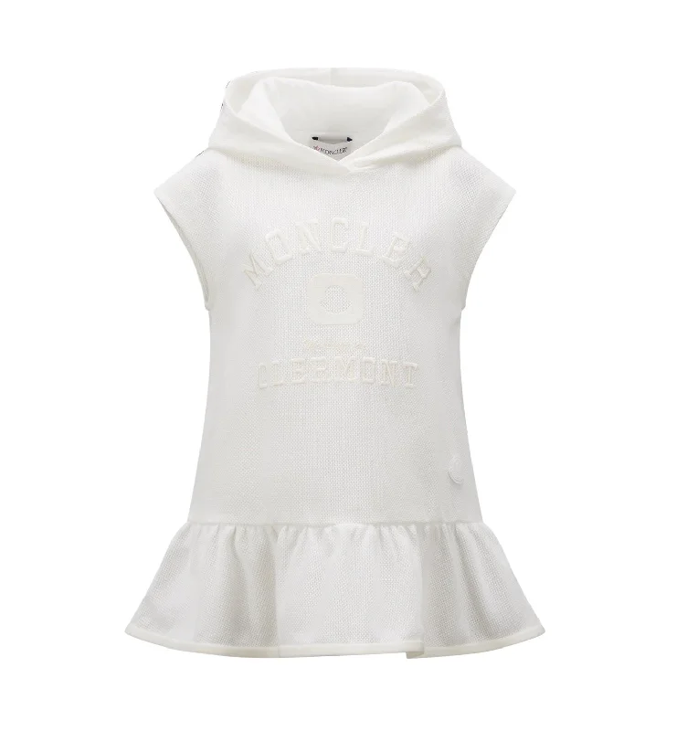 White Hooded Logo Dress