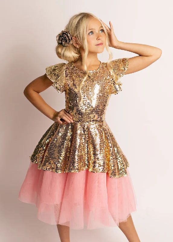 Elsbeth Petticoat Dress in Gold