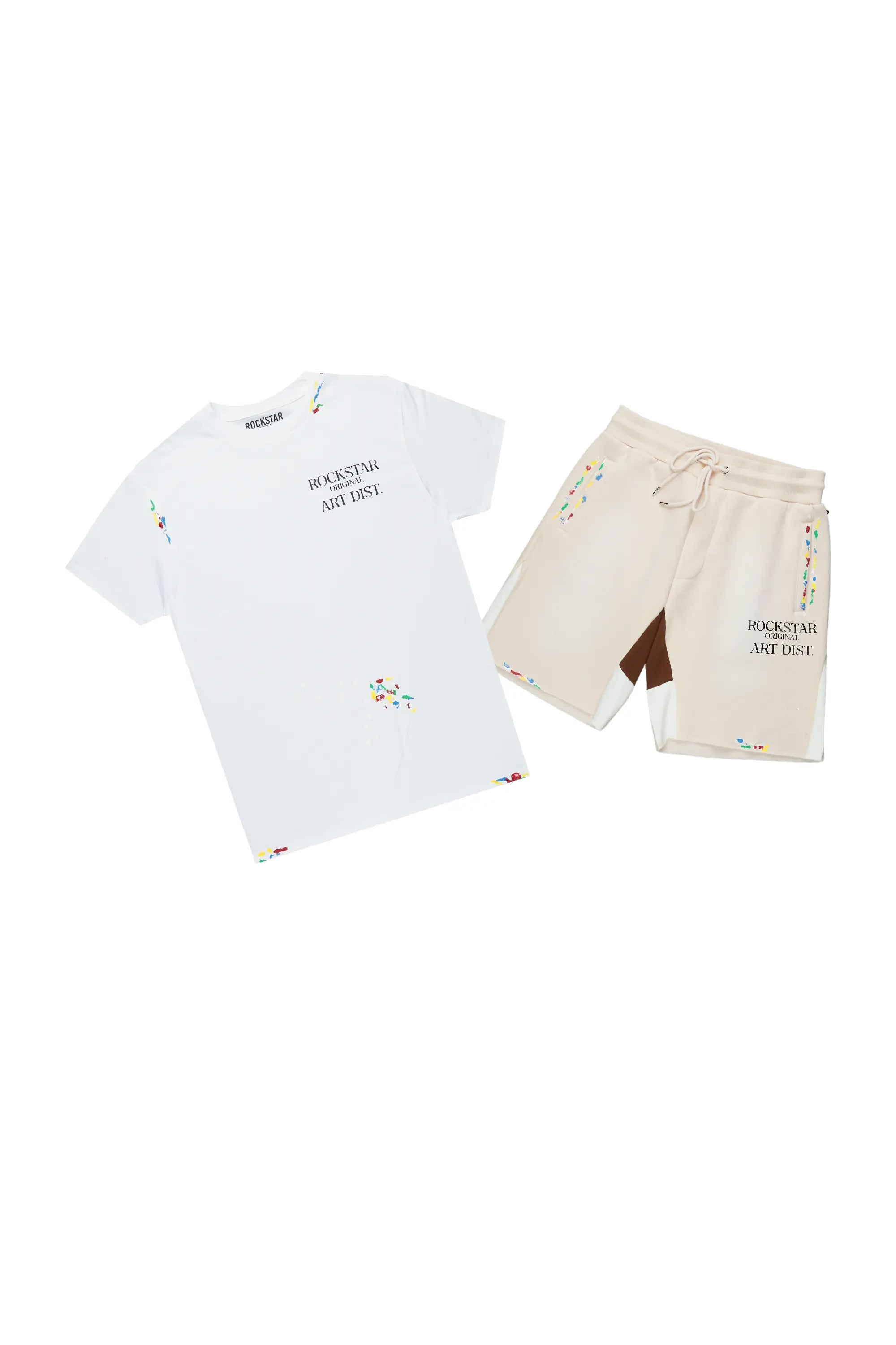 Boys Art Dist. White/Beige Short Set