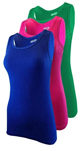 SUMONA Women Fuchsia/Green/Royal Blue Tank Tops Ribbed Rib A-Shirts Basic Sleeveless Tanks Top