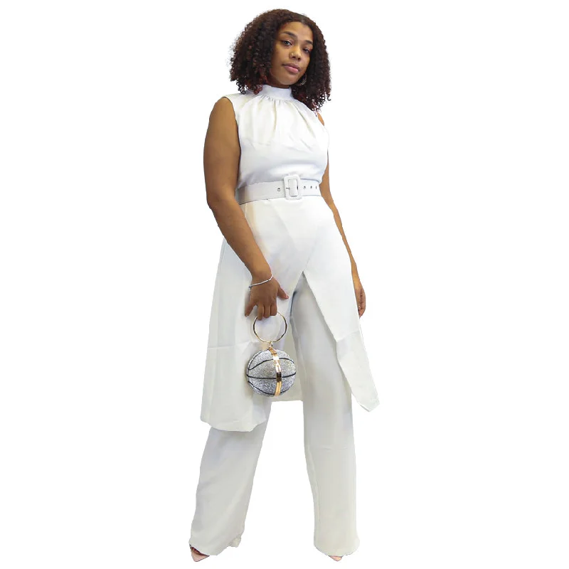 modernly chic all white pants set, white