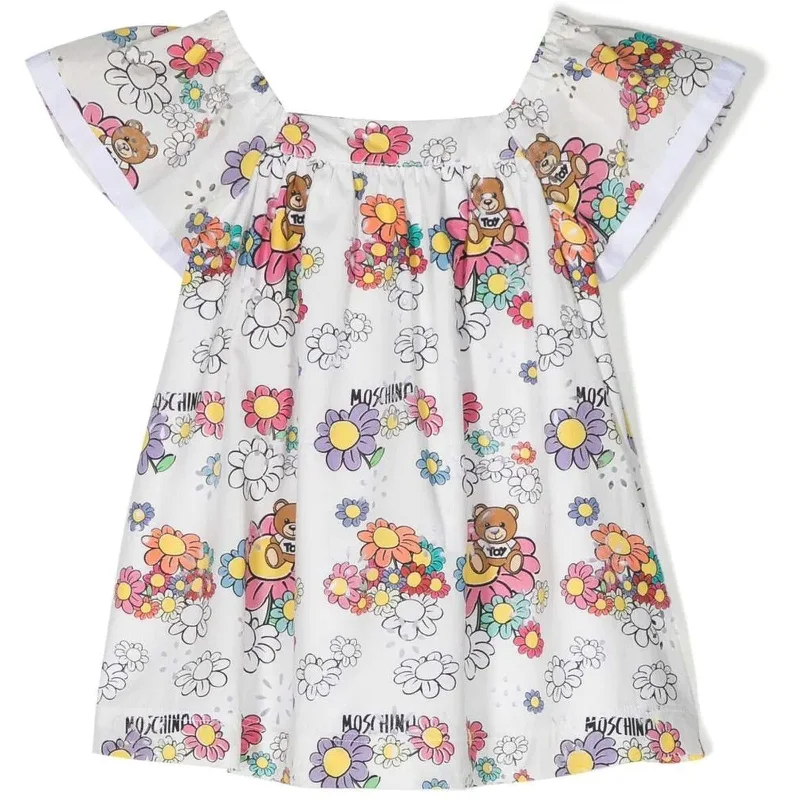 Multicolor Teddy Bear Cotton Dress