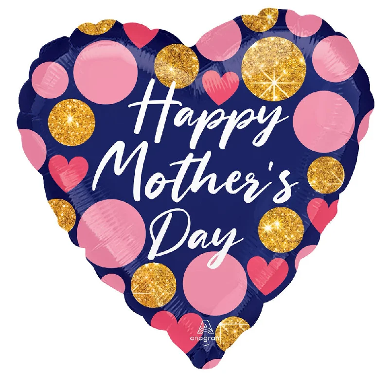 28 inch HAPPY MOTHER'S DAY NAVY & GLITTER DOTS