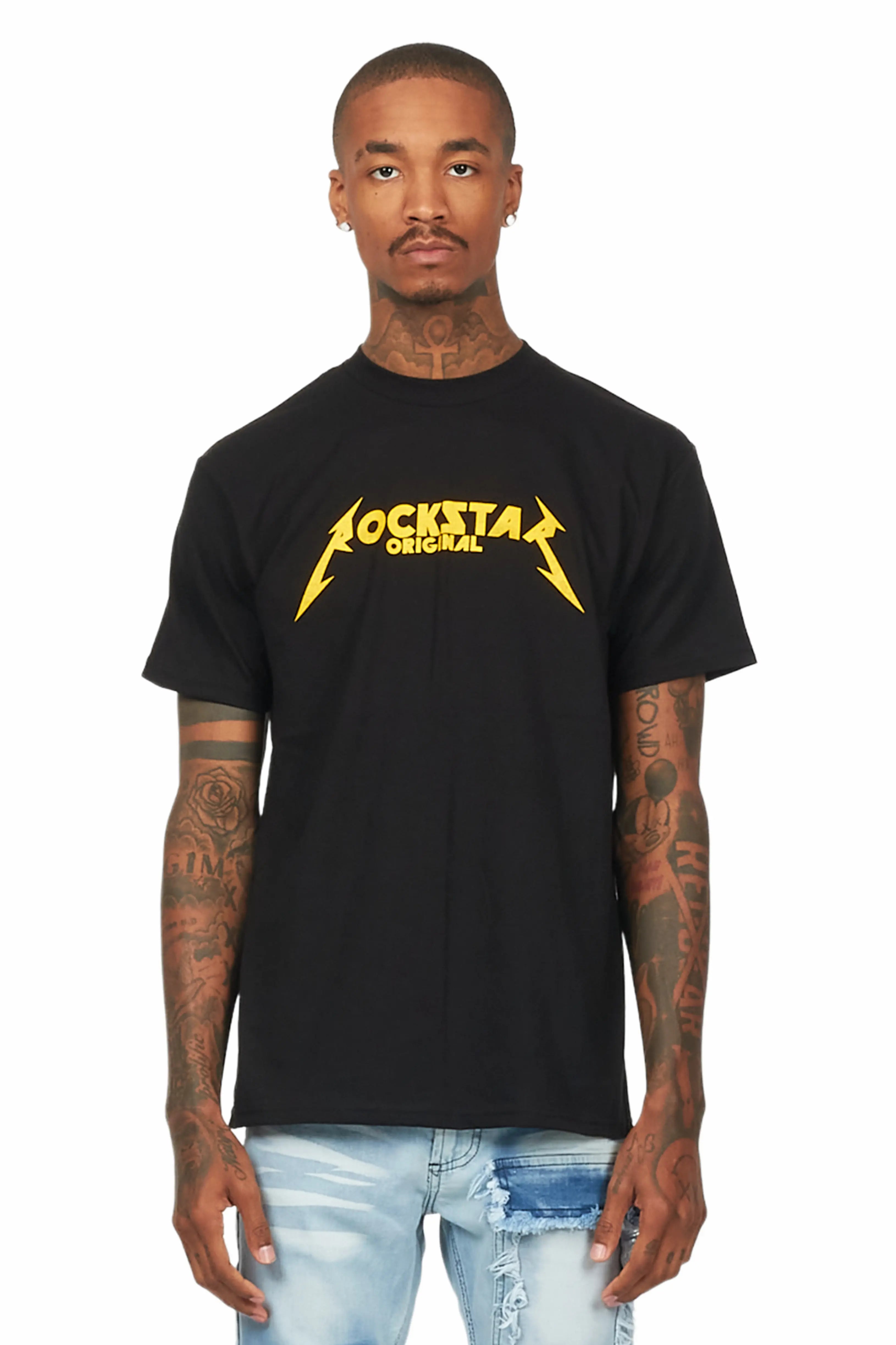 Diogo Black/Yellow Printed T-Shirt