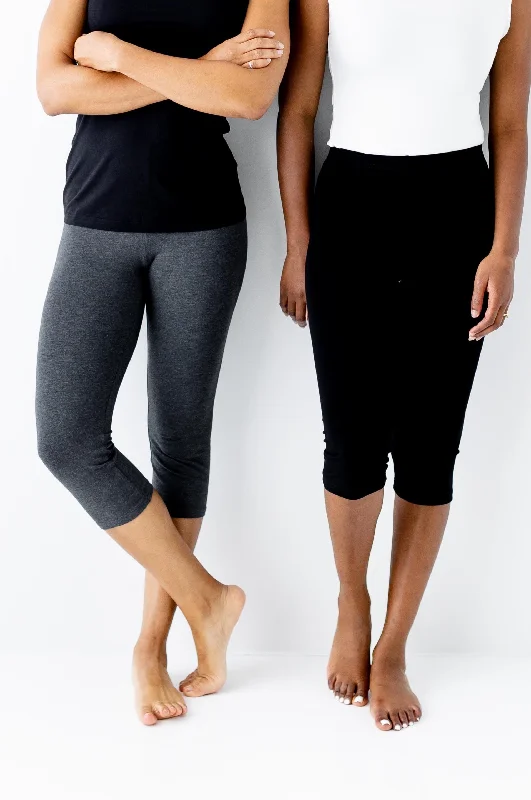 Cropped Bamboo Blend Leggings in Heathered Charcoal FINAL SALE