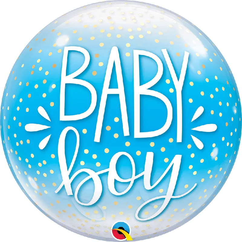 22 inch BUBBLE - BABY BOY BLUE & CONFETTI DOTS