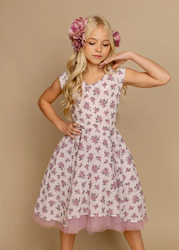 Lezah Petticoat Dress in Lilac Ditsy Floral