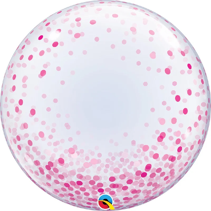 24 inch DECO BUBBLE - PINK CONFETTI DOTS