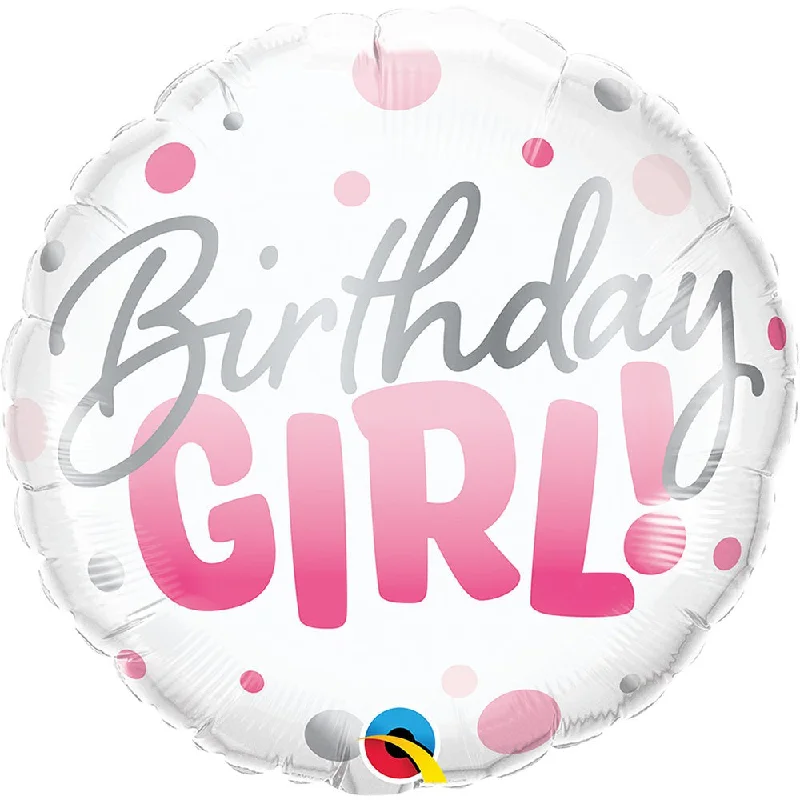 18 inch BIRTHDAY GIRL PINK DOTS