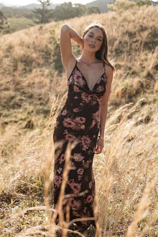 Enya Maxi Dress - Chocolate Floral