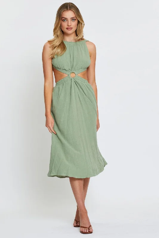 Green Midi Dress Sleeveless