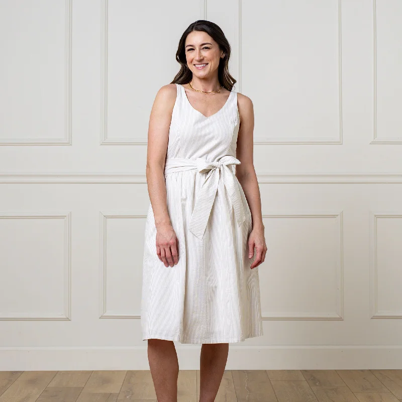 A-Line Organic Dress with Sash Taupe