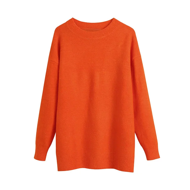 Simple and versatile round neck Pullover blended sweater  7375