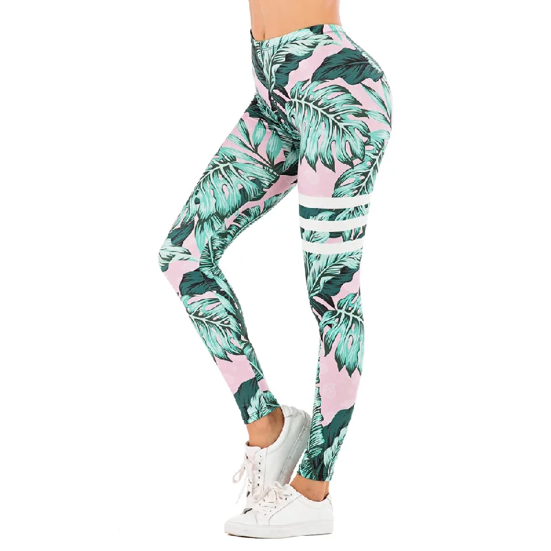 Sexy Women Legging leaf Printing Fitness leggins Fashion Slim legins High Waist Leggings Woman Pants