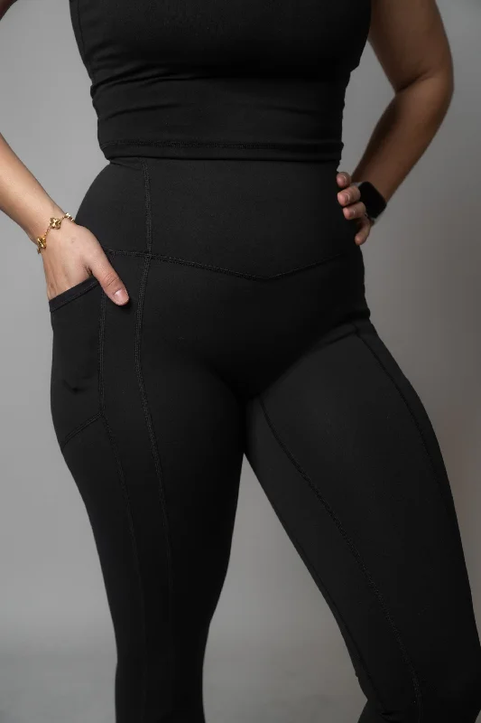 Tall 28" ORIGINAL Effortless Heart Booty Leggings With Pockets - Black