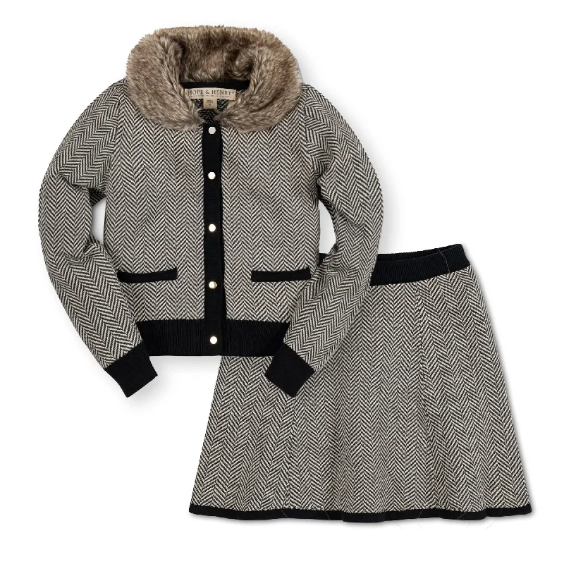 Faux Fur Cardigan and Skirt Organic Sweater Set - Baby