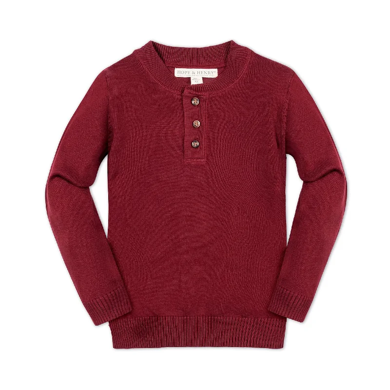 Organic Sweater Henley with Elbow Patches - Baby