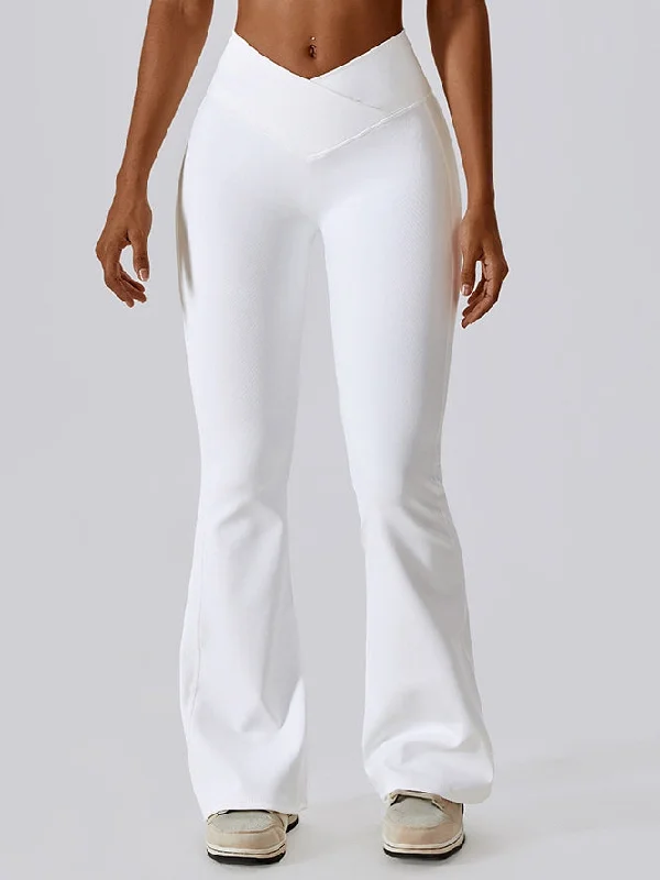 ZASUWA Female Ribbed V-shape Waist Flare Pants