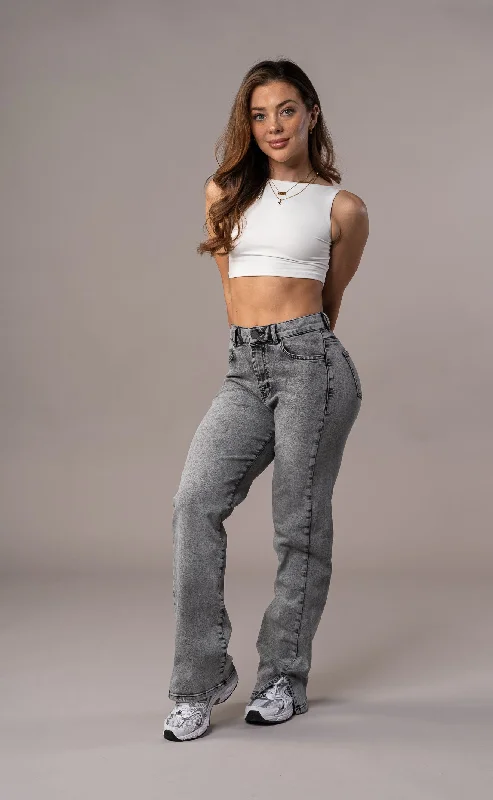 Womens Straight Leg Fitjeans - Heavy Washed Grey