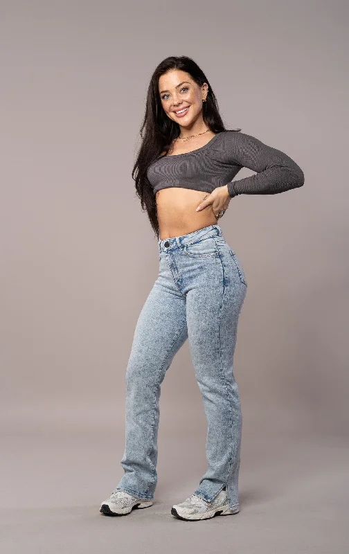 Womens Straight Leg Fitjeans - 80s Blue